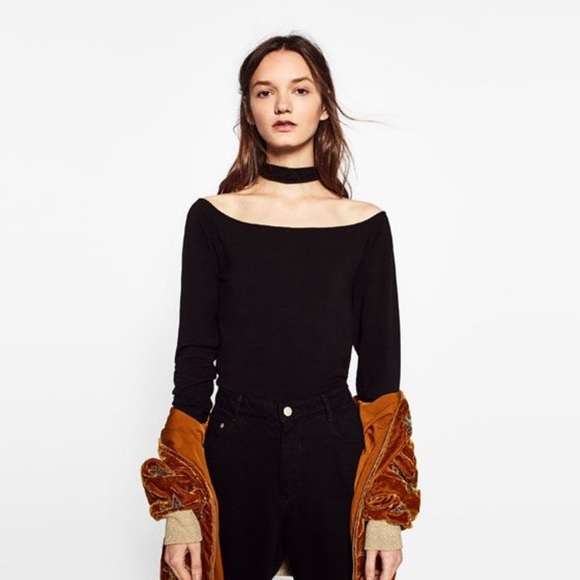 Zara Tops - Zara Off-Shoulder Choker Neck Top Size M